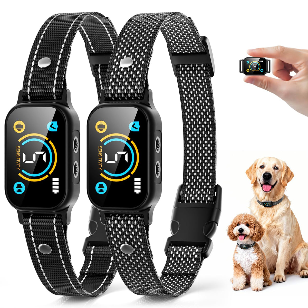2 Pack Rechargeable Dog Bark Collar with Beep Vibration R528