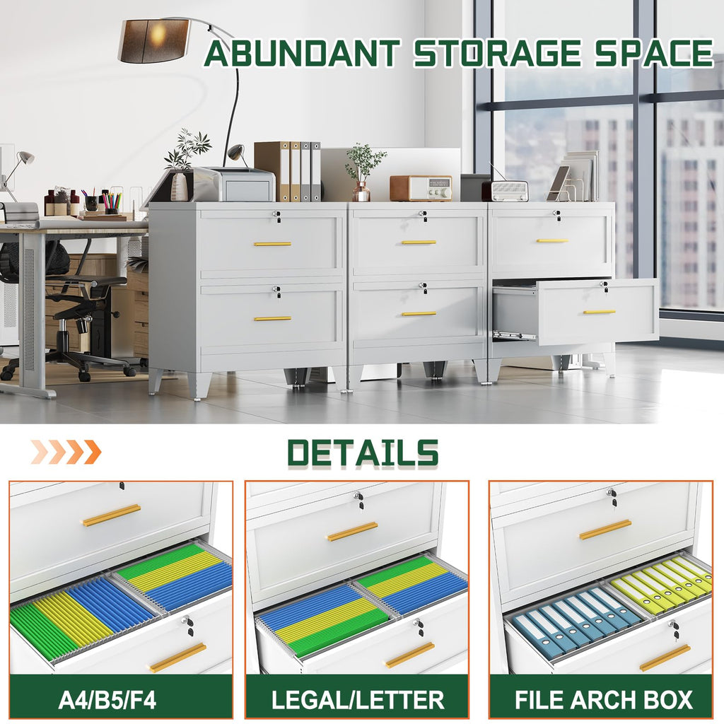2 Drawer Metal File Cabinet with Lock H118