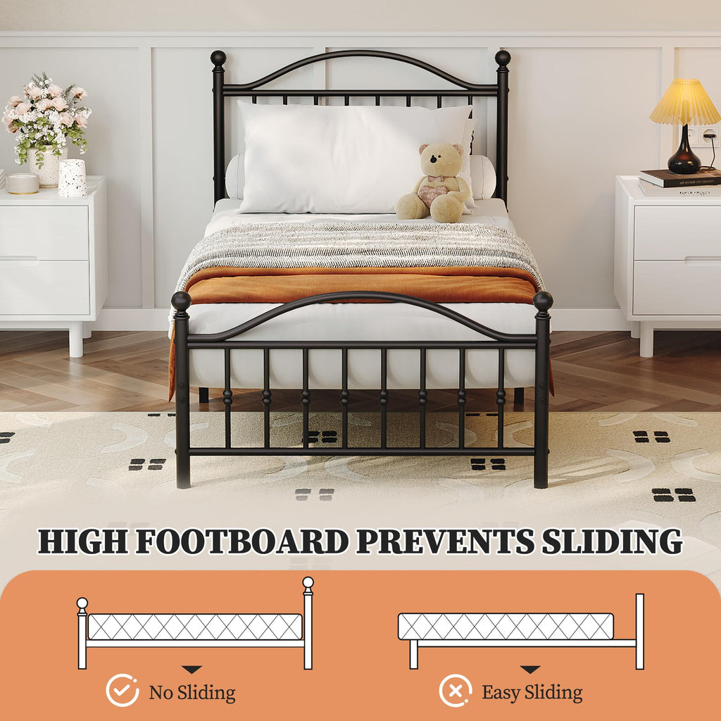 Twin Size Metal Platform Bed Frame with Headboard & Footboard U98041