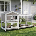 Large Rabbit Hutch with Run 2-Story Bunny Cage 6 Wheels P3064