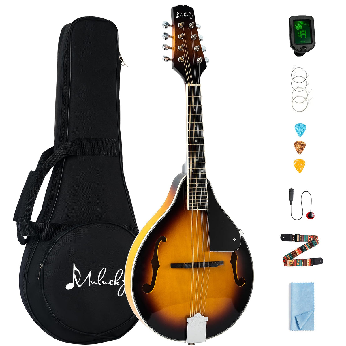 8 String Mahogany Wood Acoustic Mandolin Kit with Gig Bag M28989