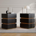 Black Set of 2 Nightstand with Wireless Charging and 3 Drawers Z823