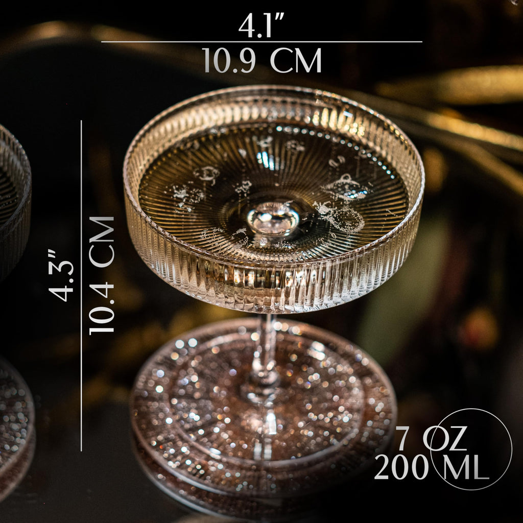 Set of 4 7 oz Coupe Cocktail Glasses with Stems Y374