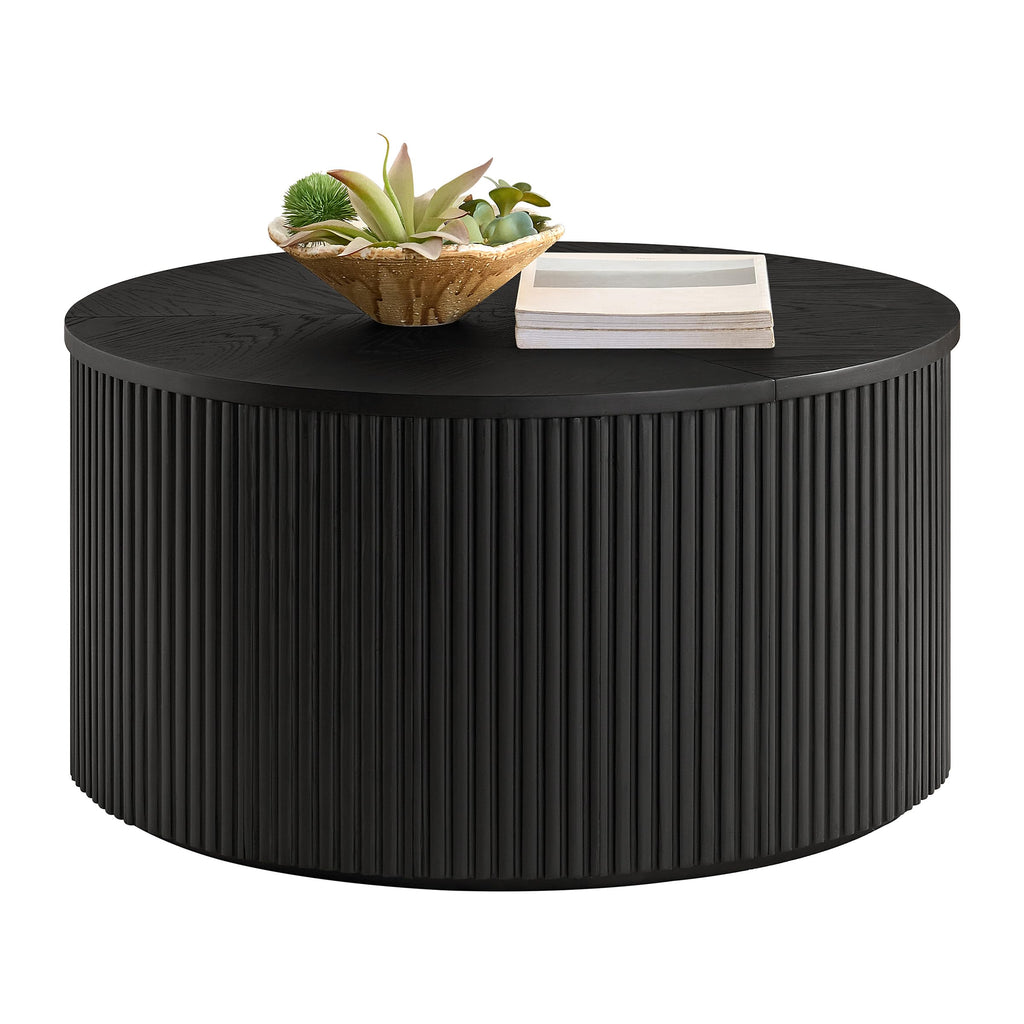 Black Fluted Round Coffee Table N4341