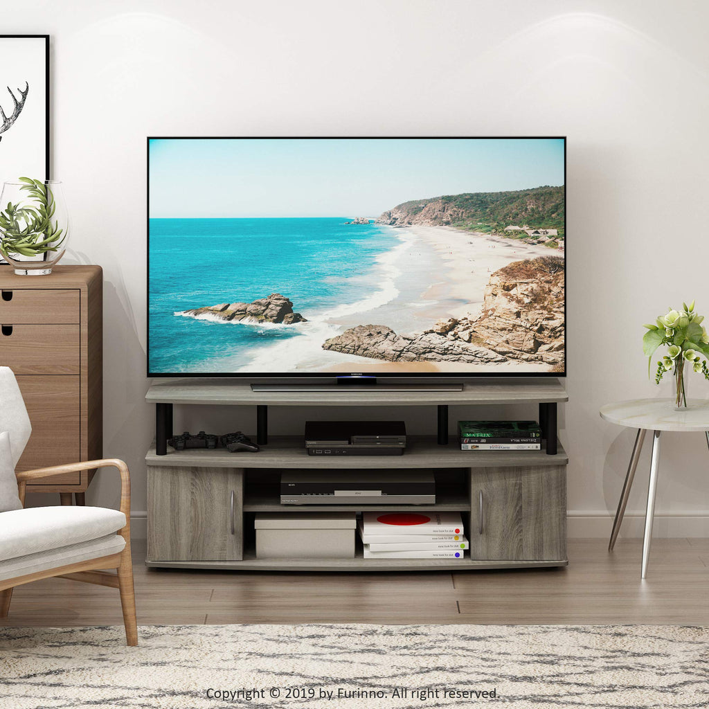 French Oak Grey/Black Entertainment Stand for TV Up to 55 Inch O714123