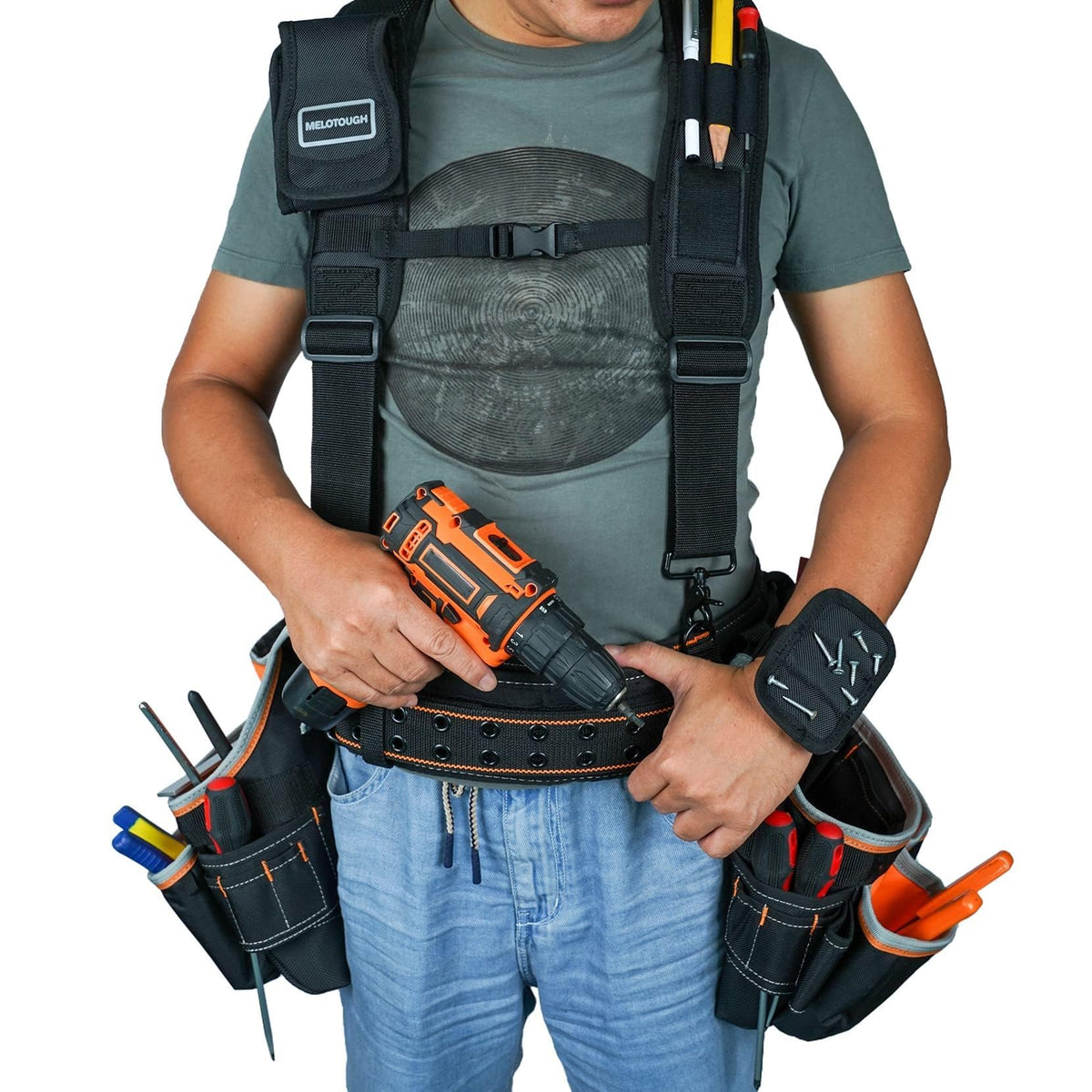Magnetic Tool Belt Suspenders with Magnetic Wristband H523054