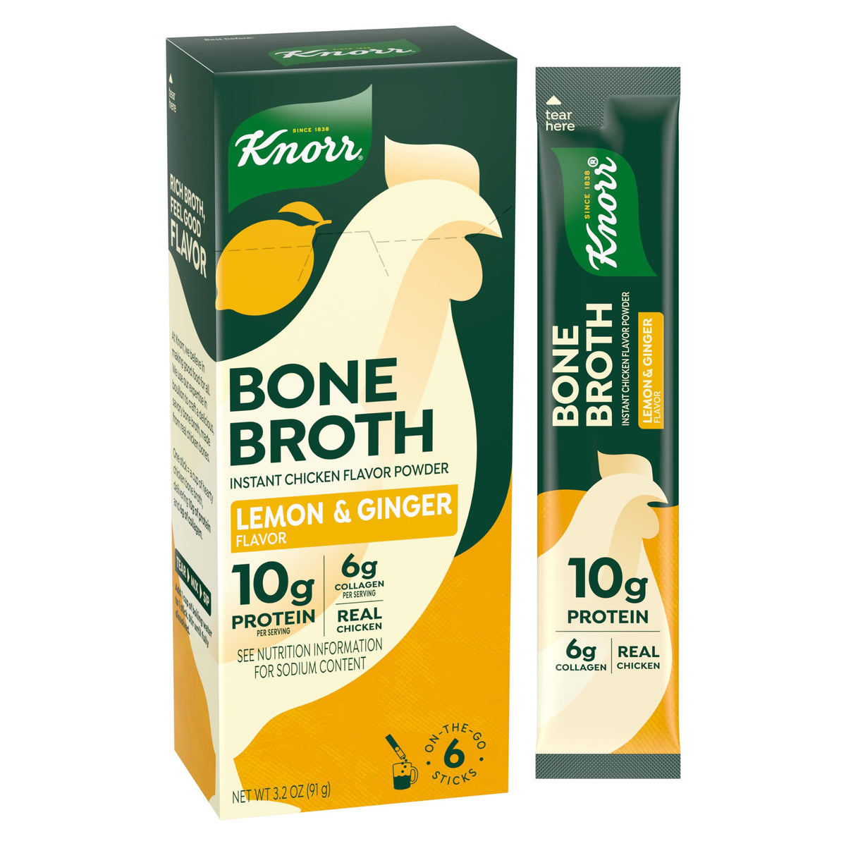 Lemon Ginger Chicken Bone Broth 6 Count S290