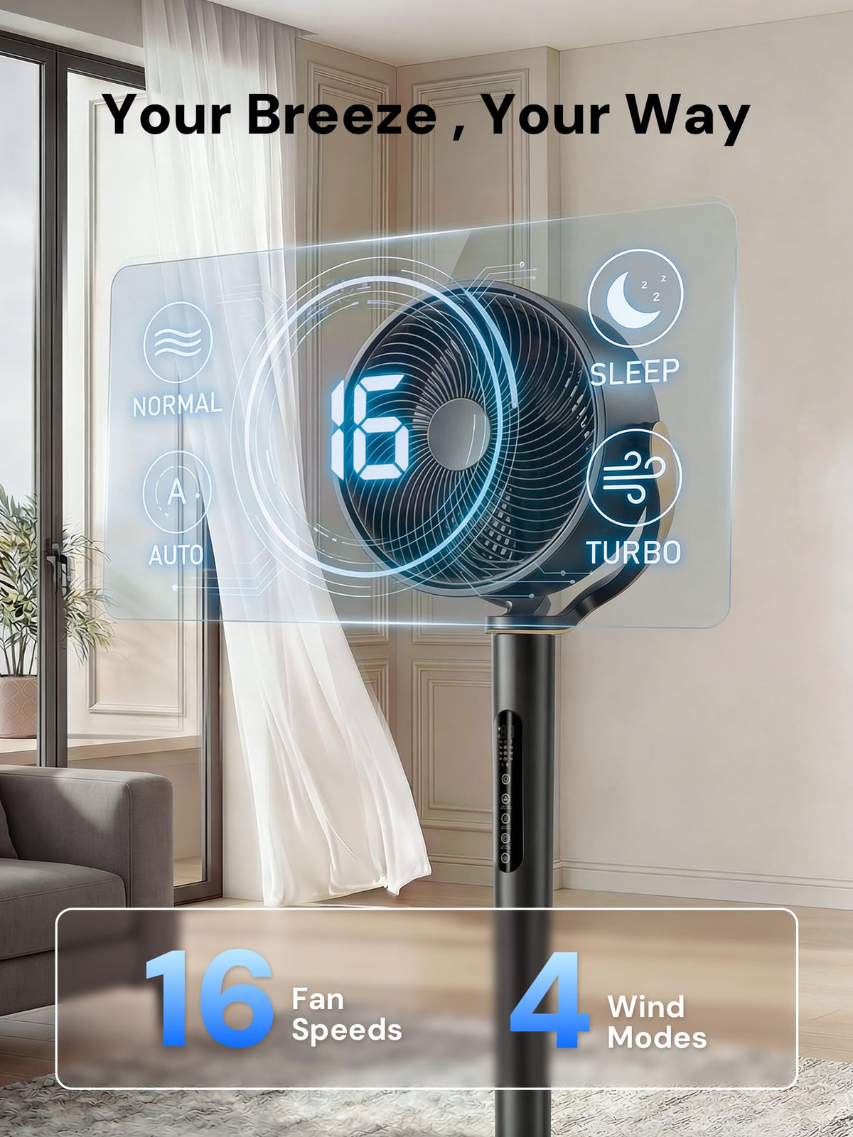 Smart 3D Oscillating Pedestal Fan with Remote O72100