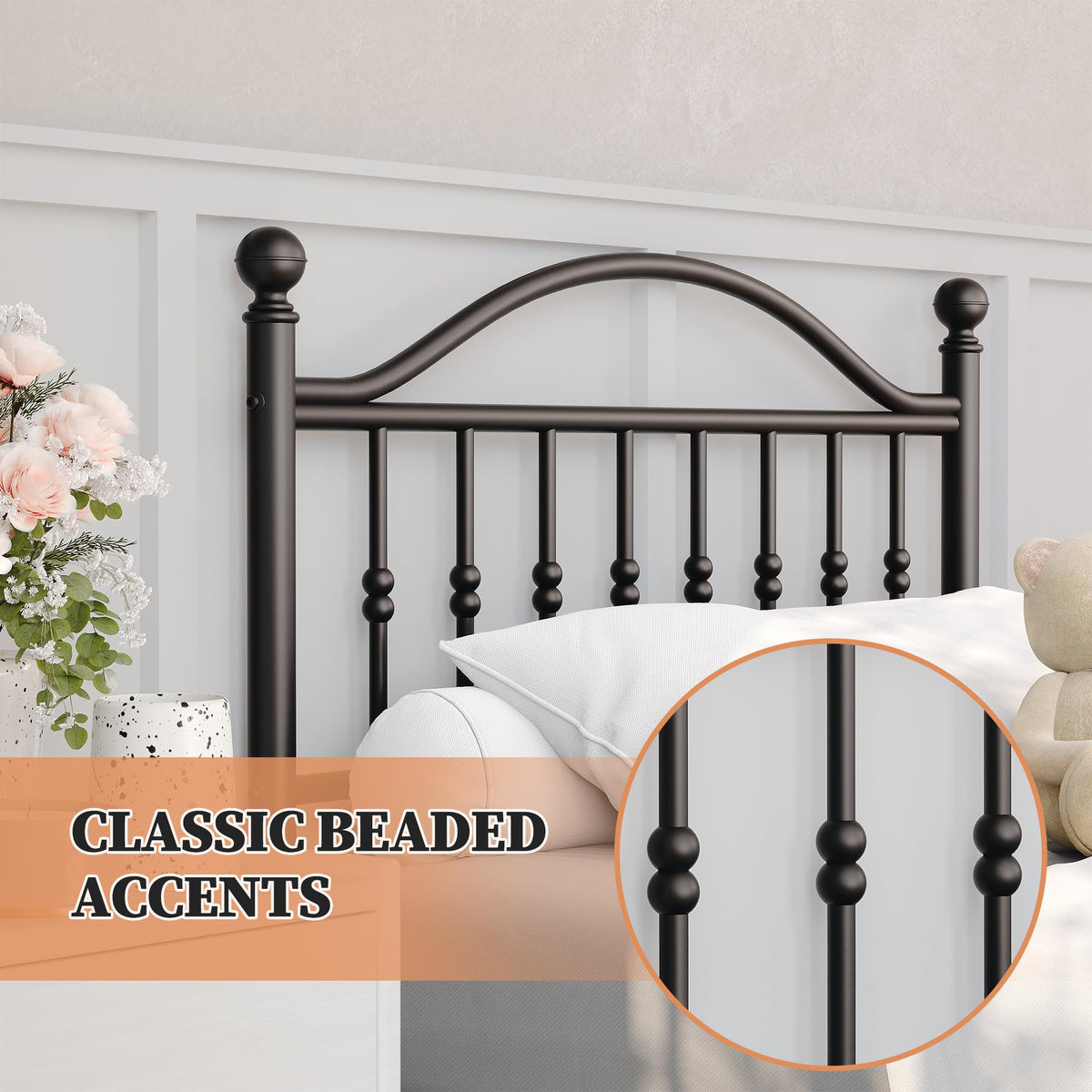 Twin Size Metal Platform Bed Frame with Headboard & Footboard U98041