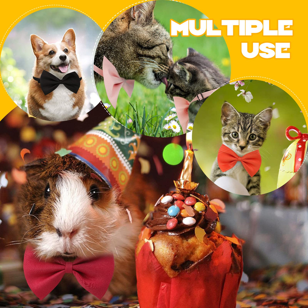 120 Pcs Dog Bow Ties with Adjustable Collar B924274