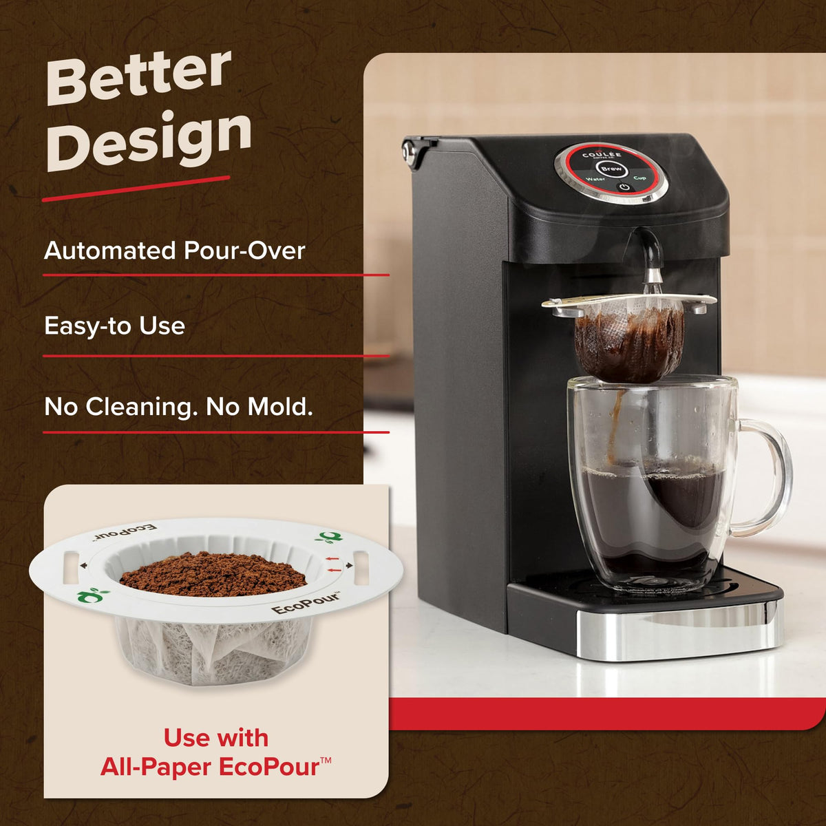 Single Serve Pour Over Coffee Maker Stainless Steel Black N2194