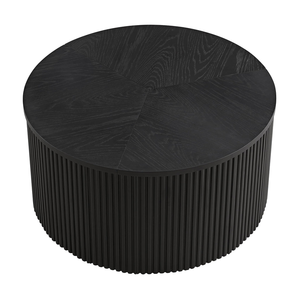 Black Fluted Round Coffee Table N4341