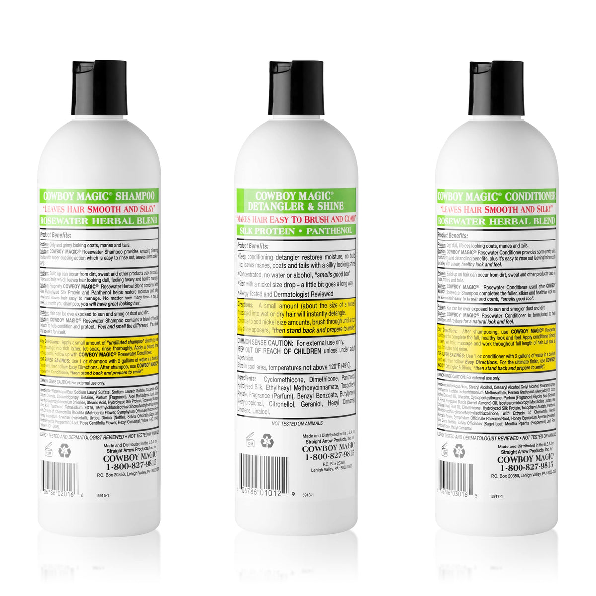 Shampoo + Conditioner + Detangler & Shine 16 Ounce each Silk Panthenol Honey K33372
