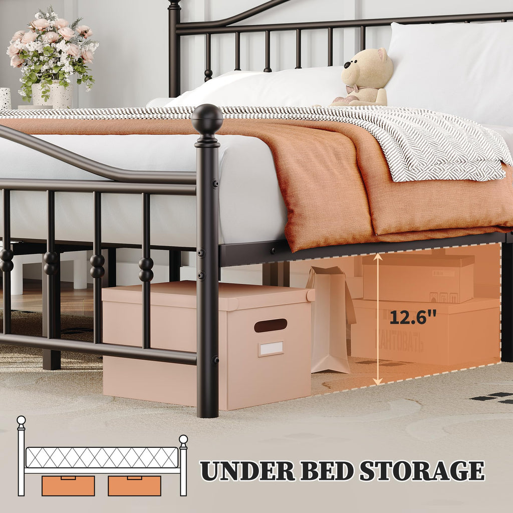 Twin Size Metal Platform Bed Frame with Headboard & Footboard U98041