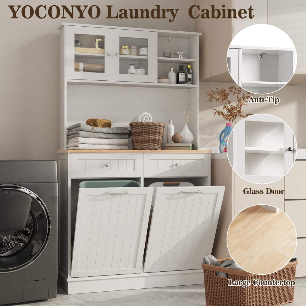 White Tilt Out Trash Can Cabinet Q3469