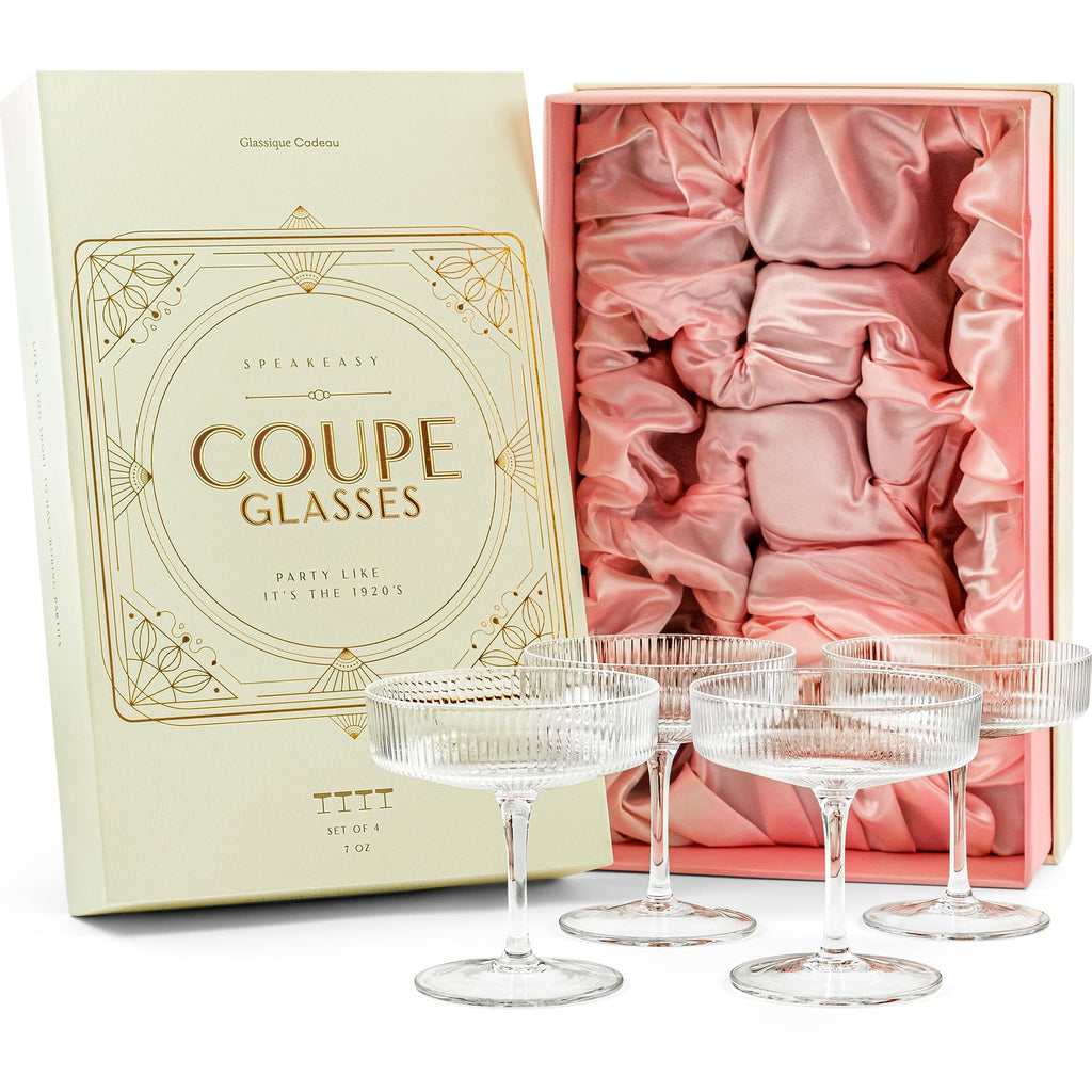 Set of 4 7 oz Coupe Cocktail Glasses with Stems Y374