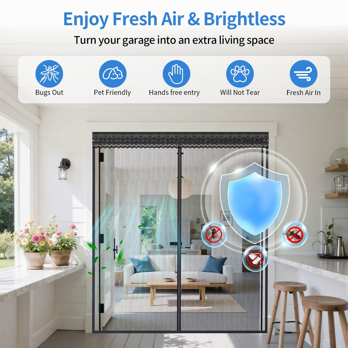 72x80 Inch Retractable Magnetic Screen Door W880