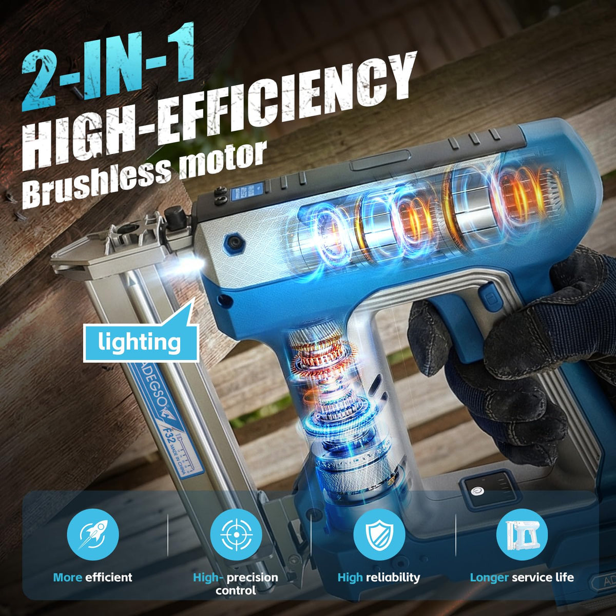 18 Gauge 2-in-1 Cordless Brad Nailer Stapler M42054