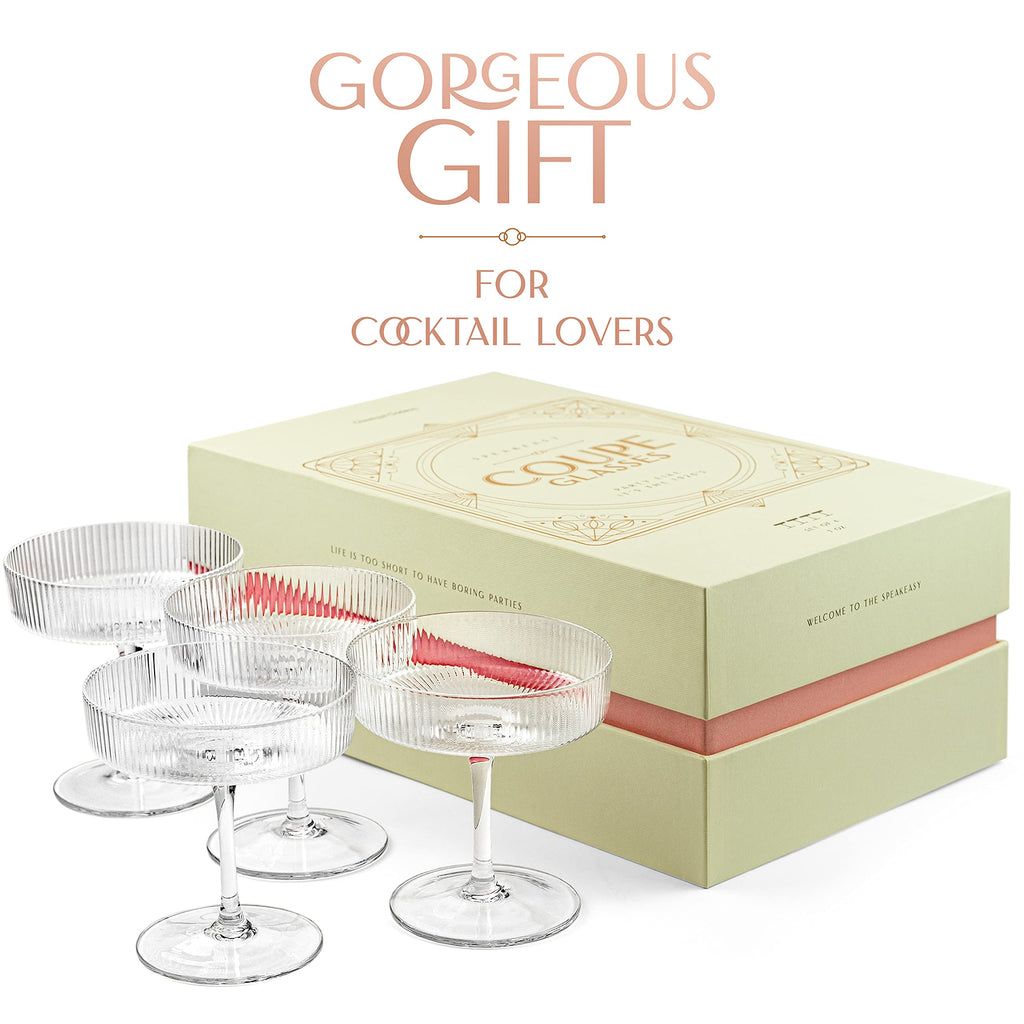 Set of 4 7 oz Coupe Cocktail Glasses with Stems Y374