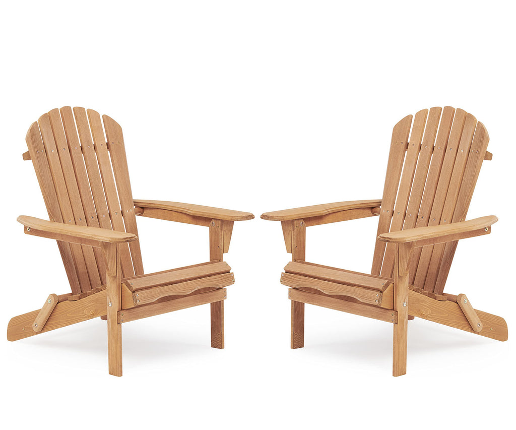 Folding Adirondack Chair Set of 2 Solid Cedar Wood B2078