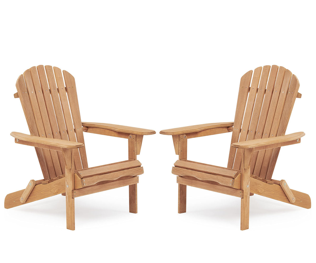 Folding Adirondack Chair Set of 2 Solid Cedar Wood B2078
