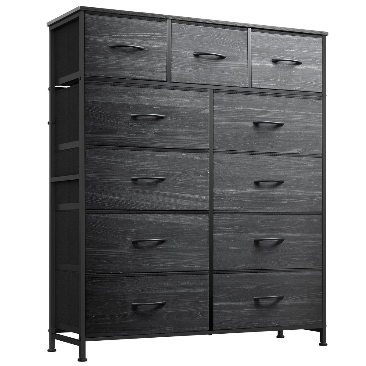 Black 11 Drawer Fabric Dresser N783