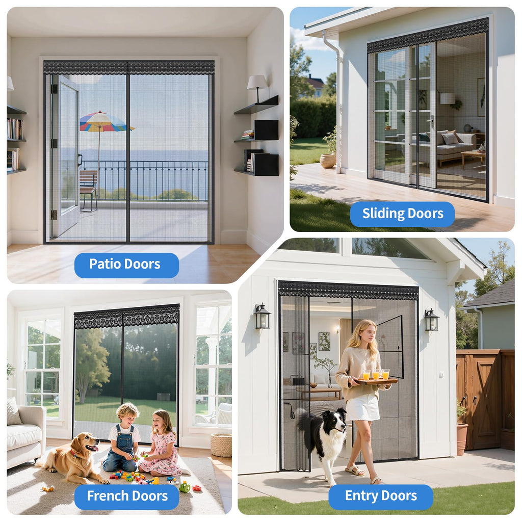72x80 Inch Retractable Magnetic Screen Door W880