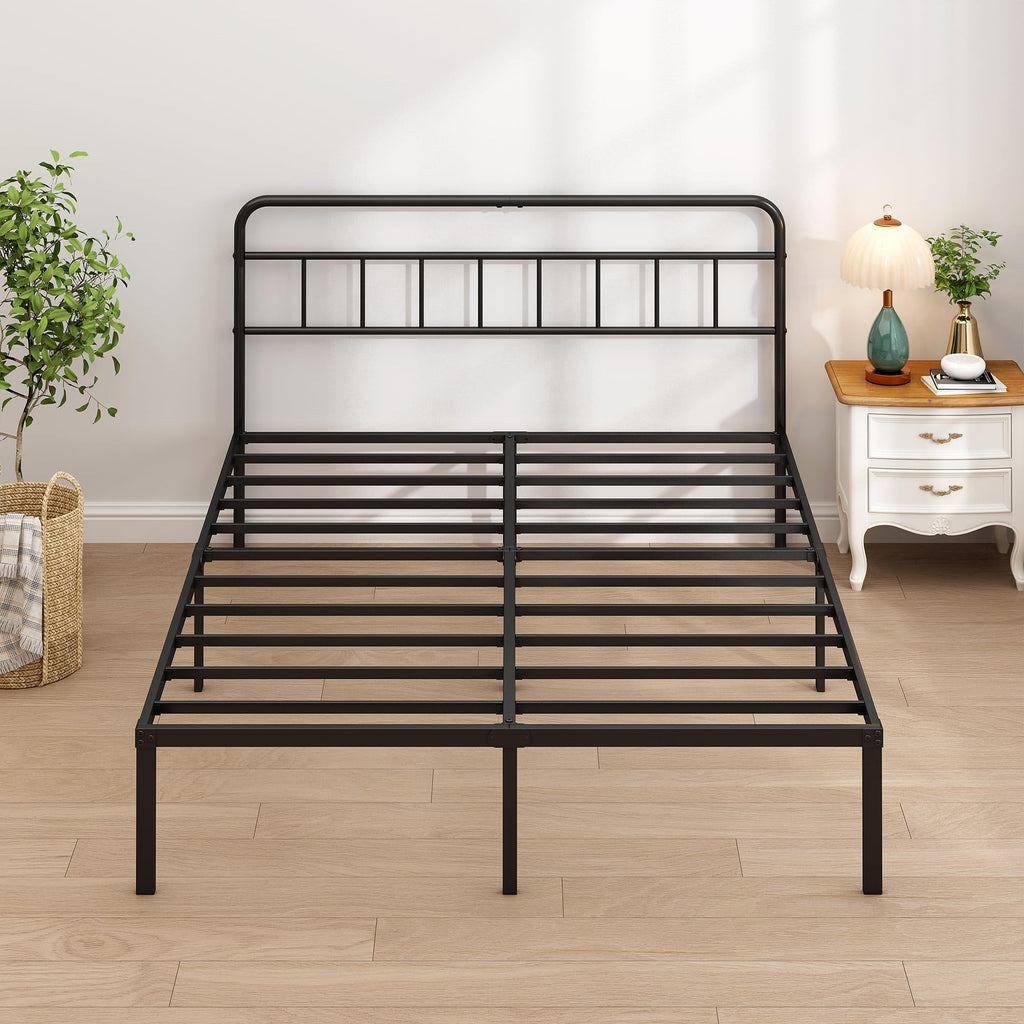 Black Queen Bed Frame with Headboard U490