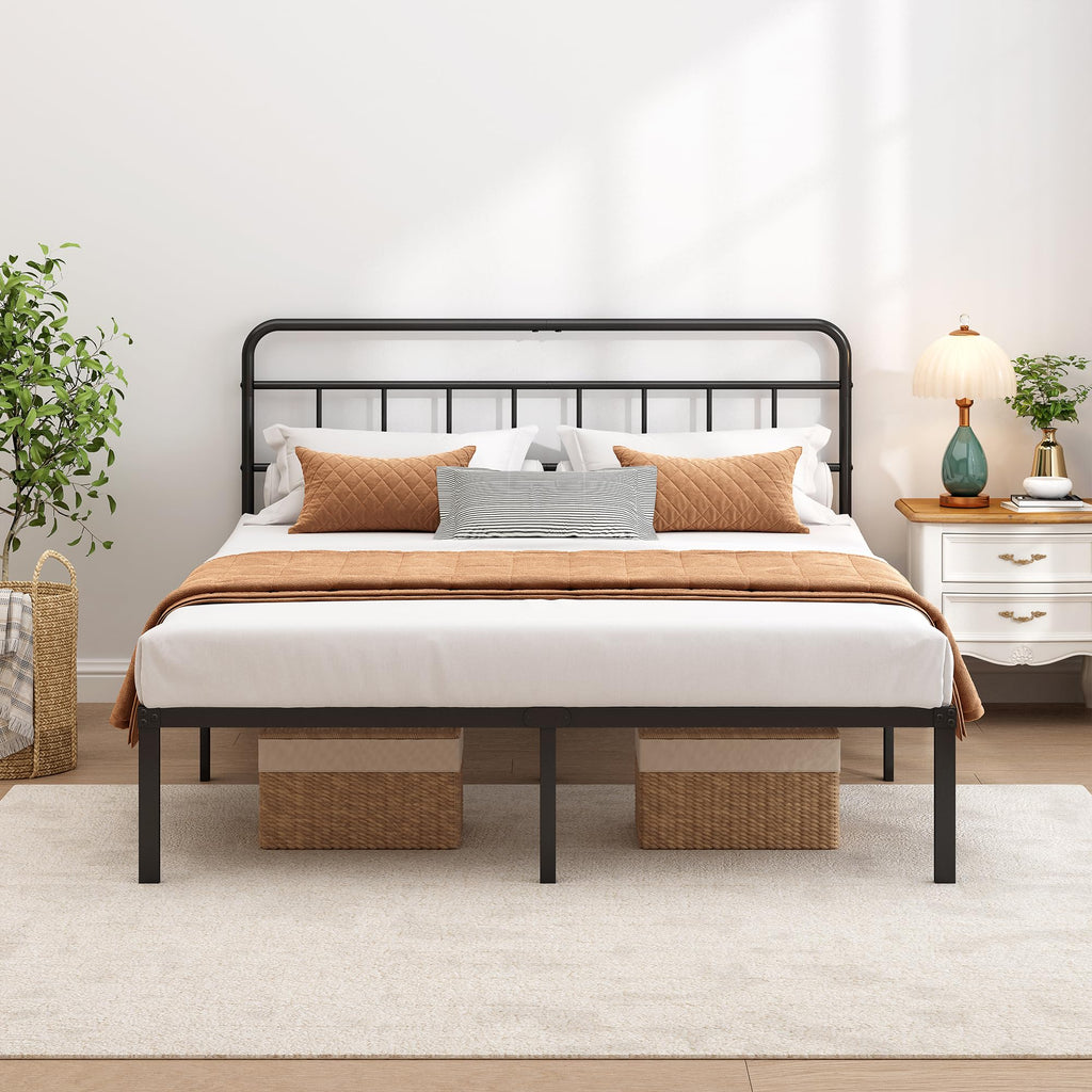 Black Queen Bed Frame with Headboard U490