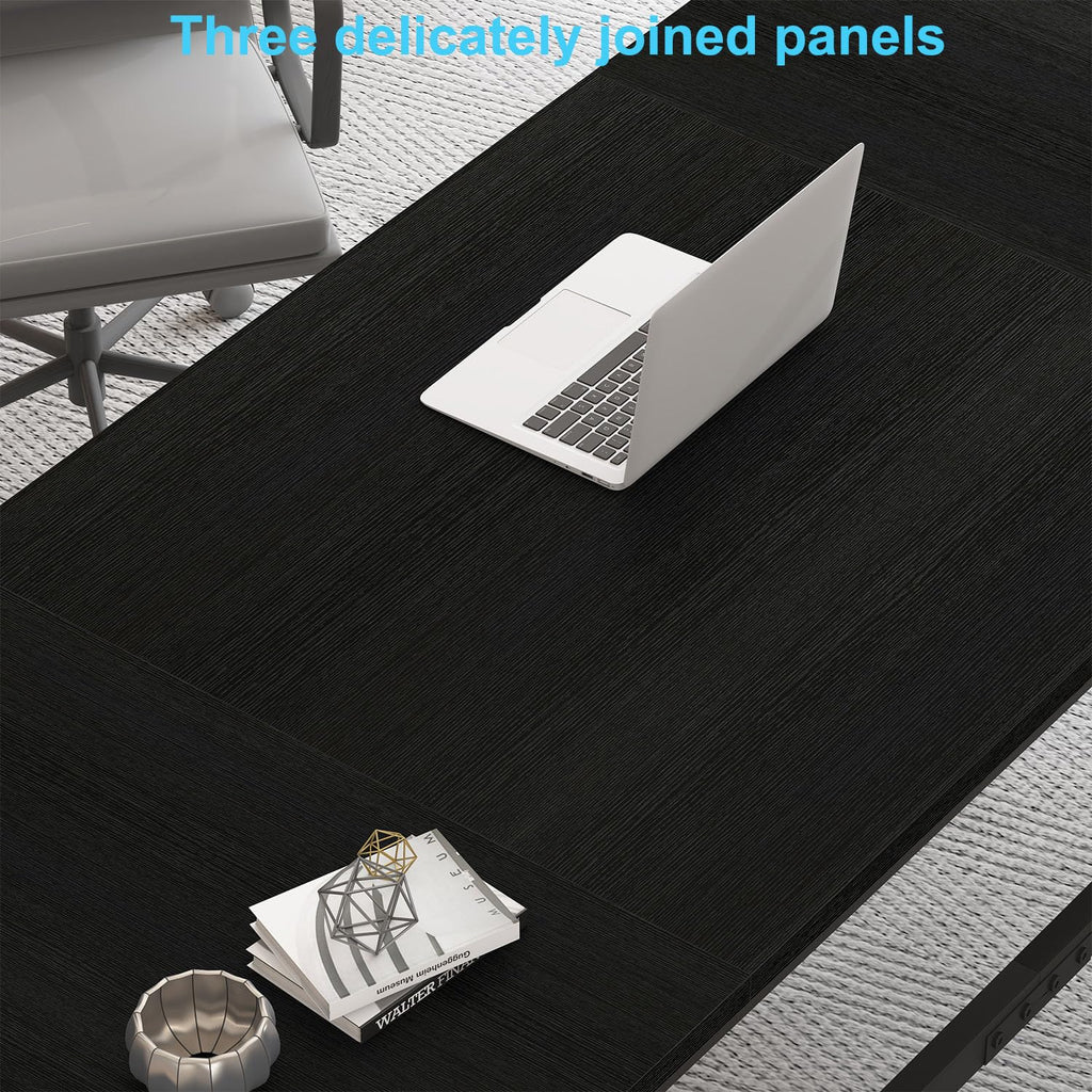 70 Inch Black Metal Wood Computer Desk M384