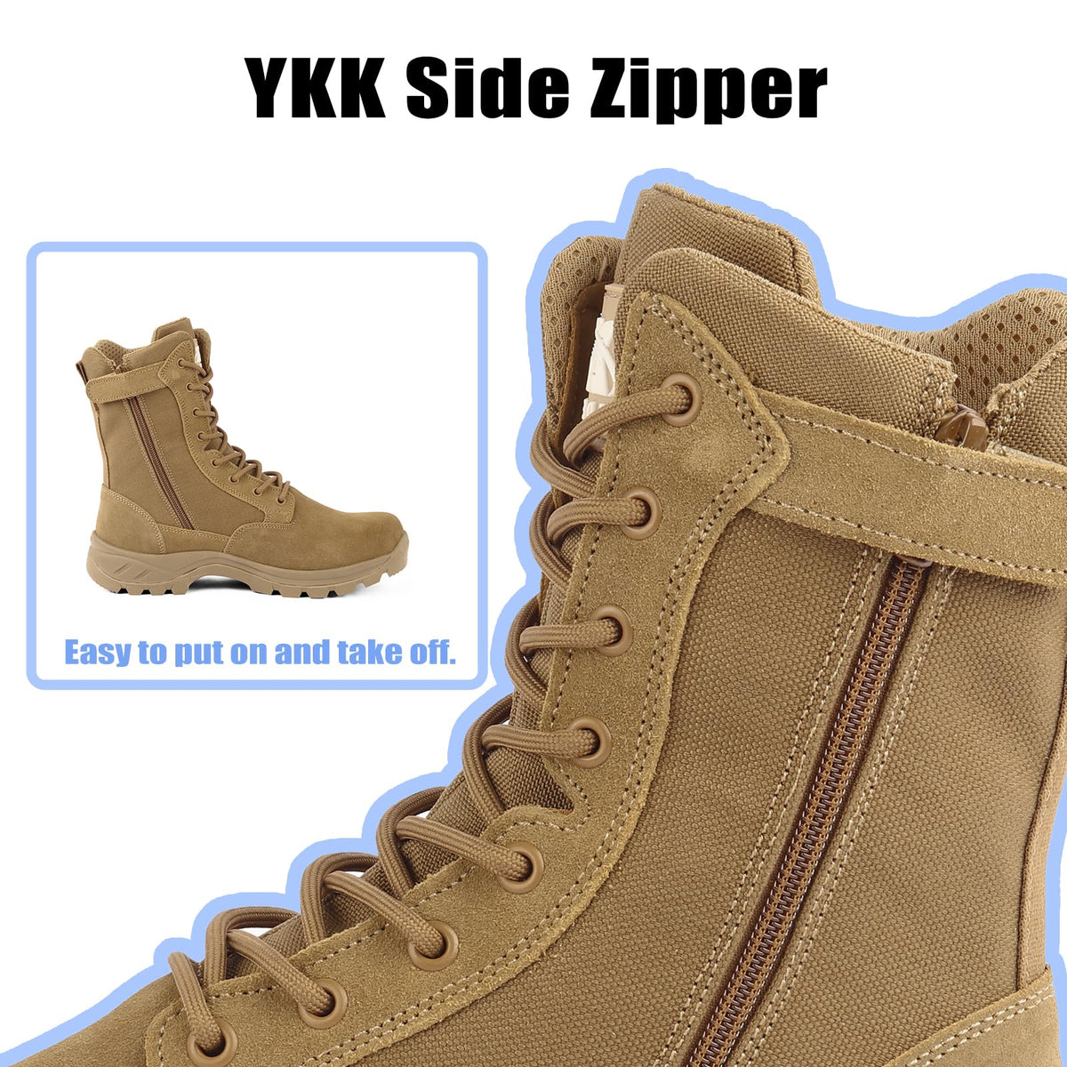 Lightweight Tactical Boots with Side Zipper C603357