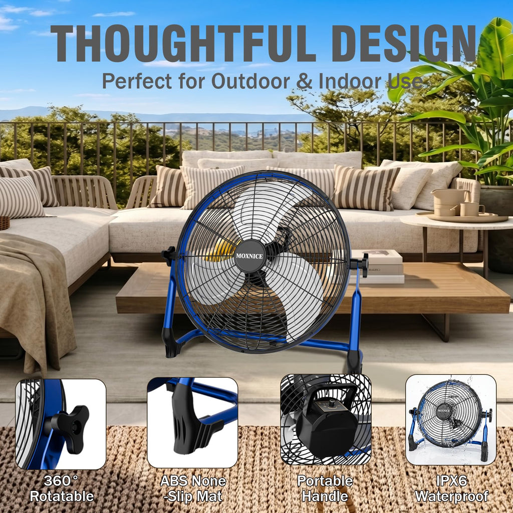 20" Portable Rechargeable Battery Operated Floor Fan F129
