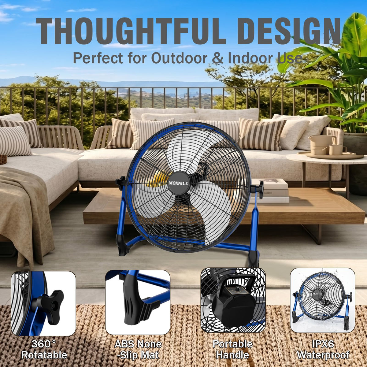 20" Portable Rechargeable Battery Operated Floor Fan F129