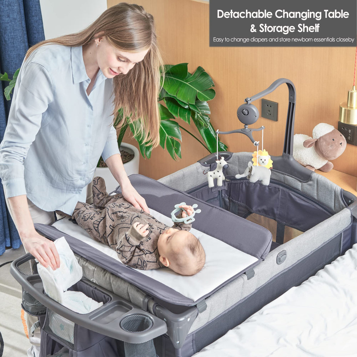 5-in-1 Pack and Play with Bassinet and Changing Table K144