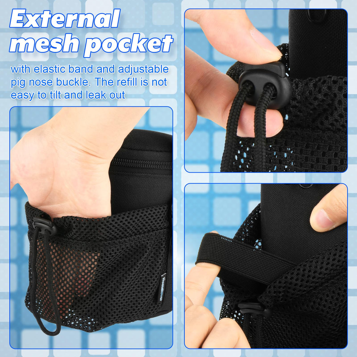 Portable Mosquito Repeller Storage Case with Metal Carabiner and Refill Pocket, Black D93787