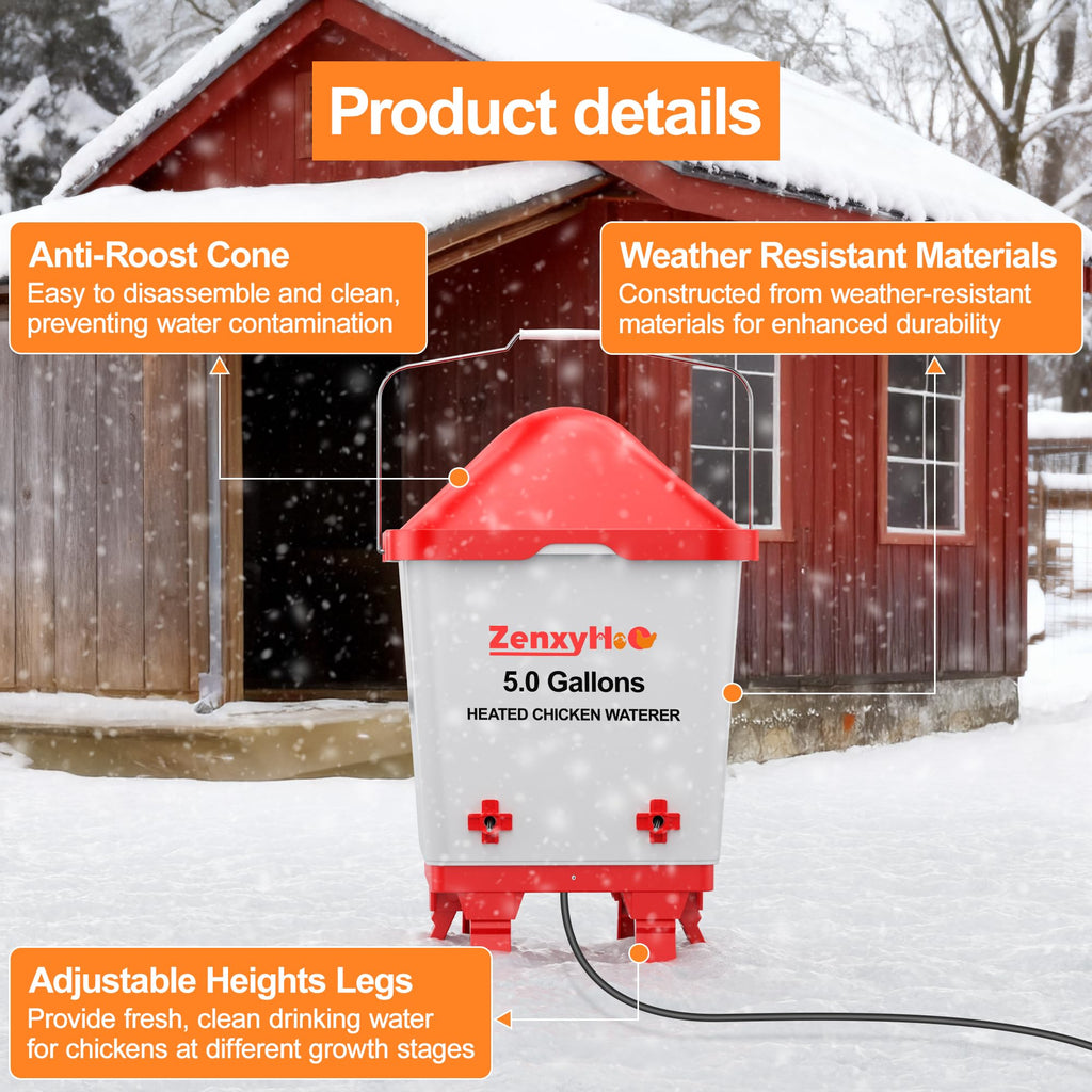 5.0 Gal Heated Chicken Waterer Bucket H5211
