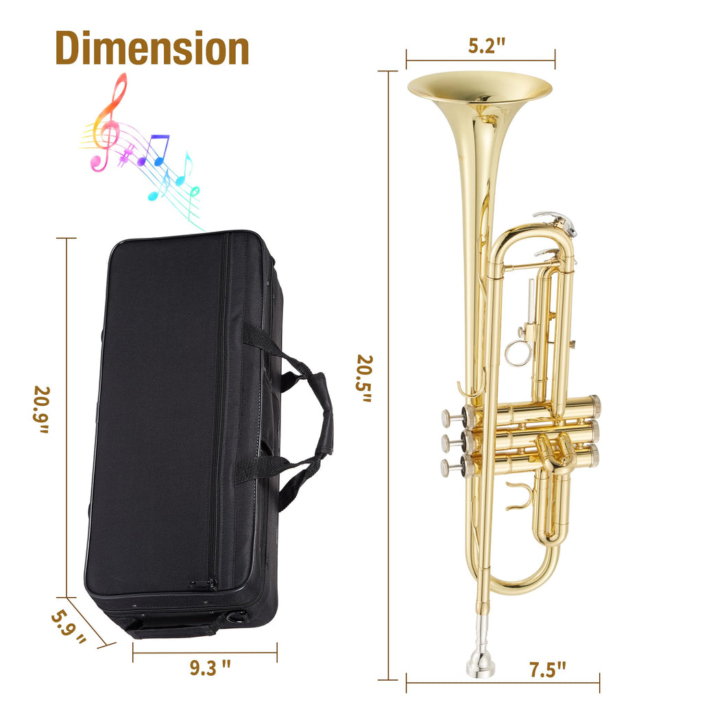 Gold Lacquer Brass Trumpet with Case and Mouthpiece O797