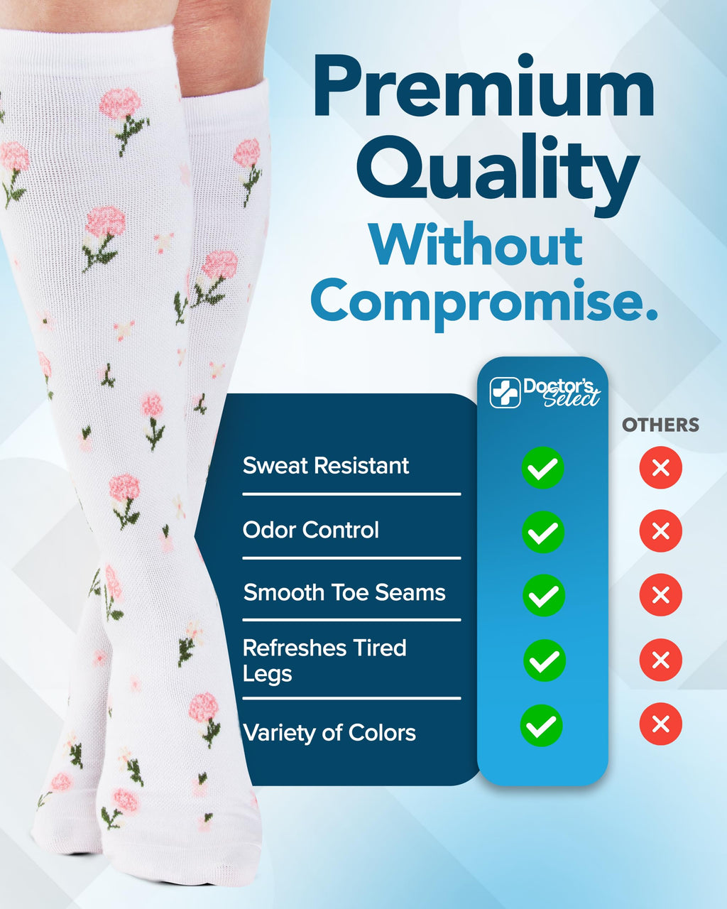 Bamboo Viscose 8-15 mmHg Knee High Compression Socks 3 Pairs K3981