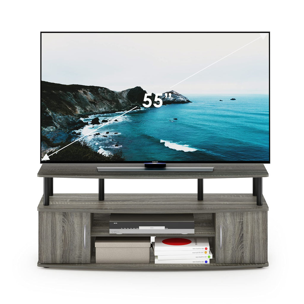 French Oak Grey/Black Entertainment Stand for TV Up to 55 Inch O714123
