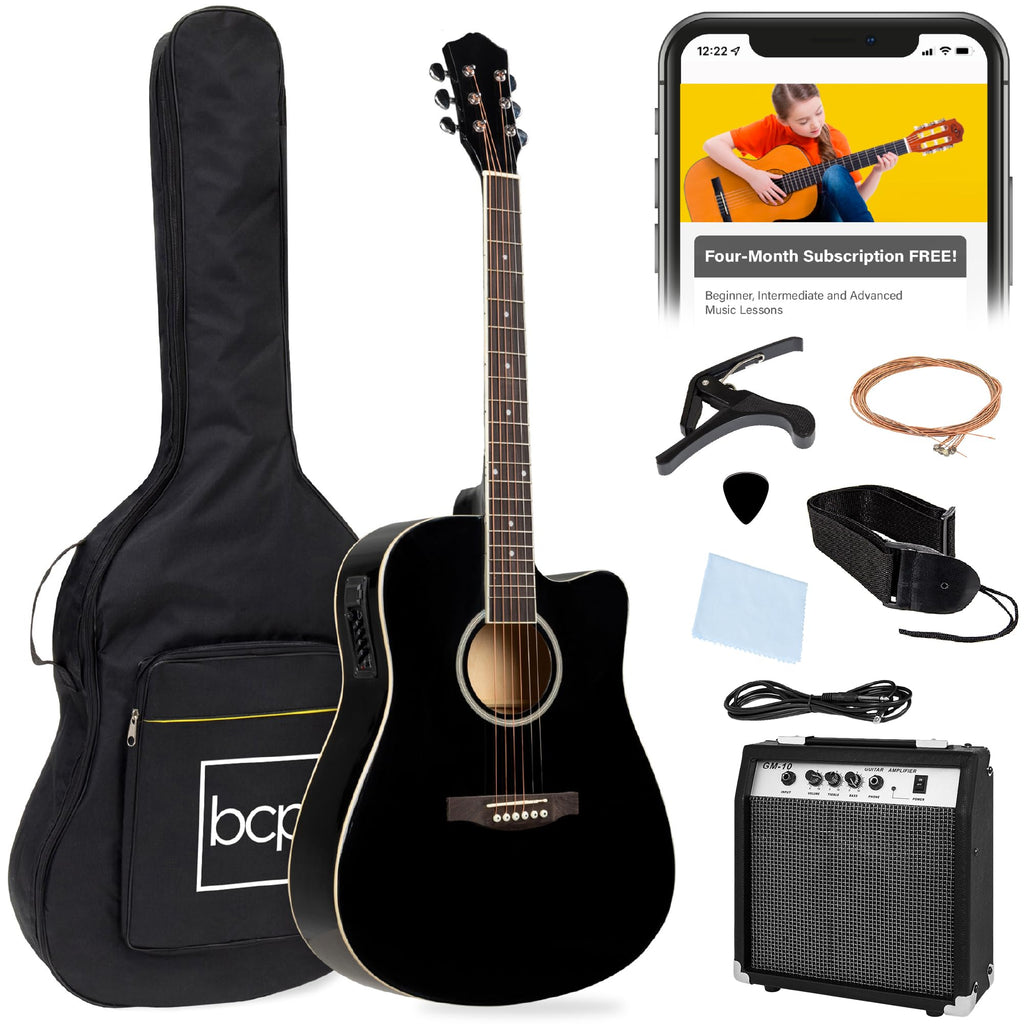 41in All Wood Cutaway Acoustic Electric Guitar Starter Set L680