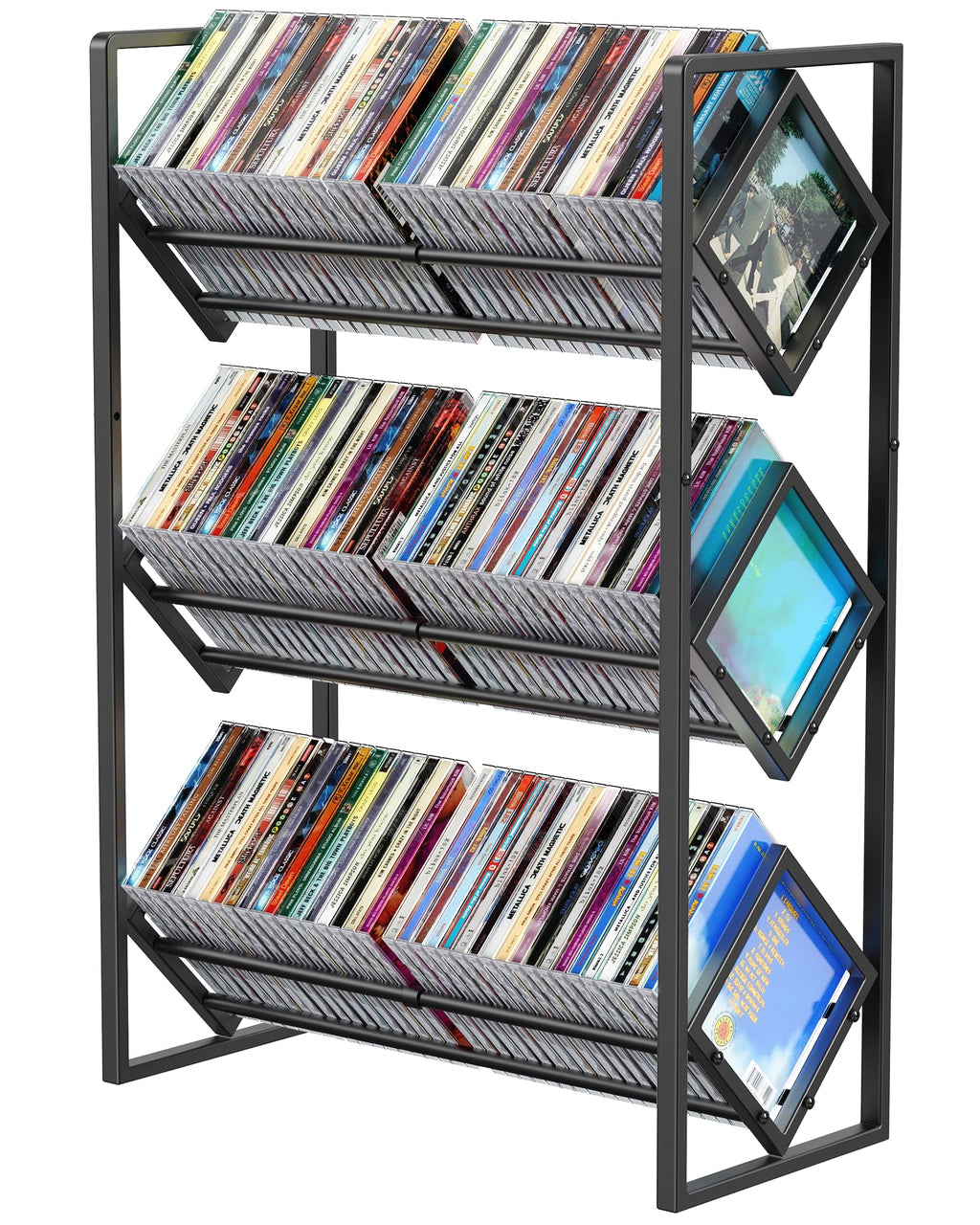 3-Tier CD Storage Metal Display Shelf with Adjustable Divider C4277