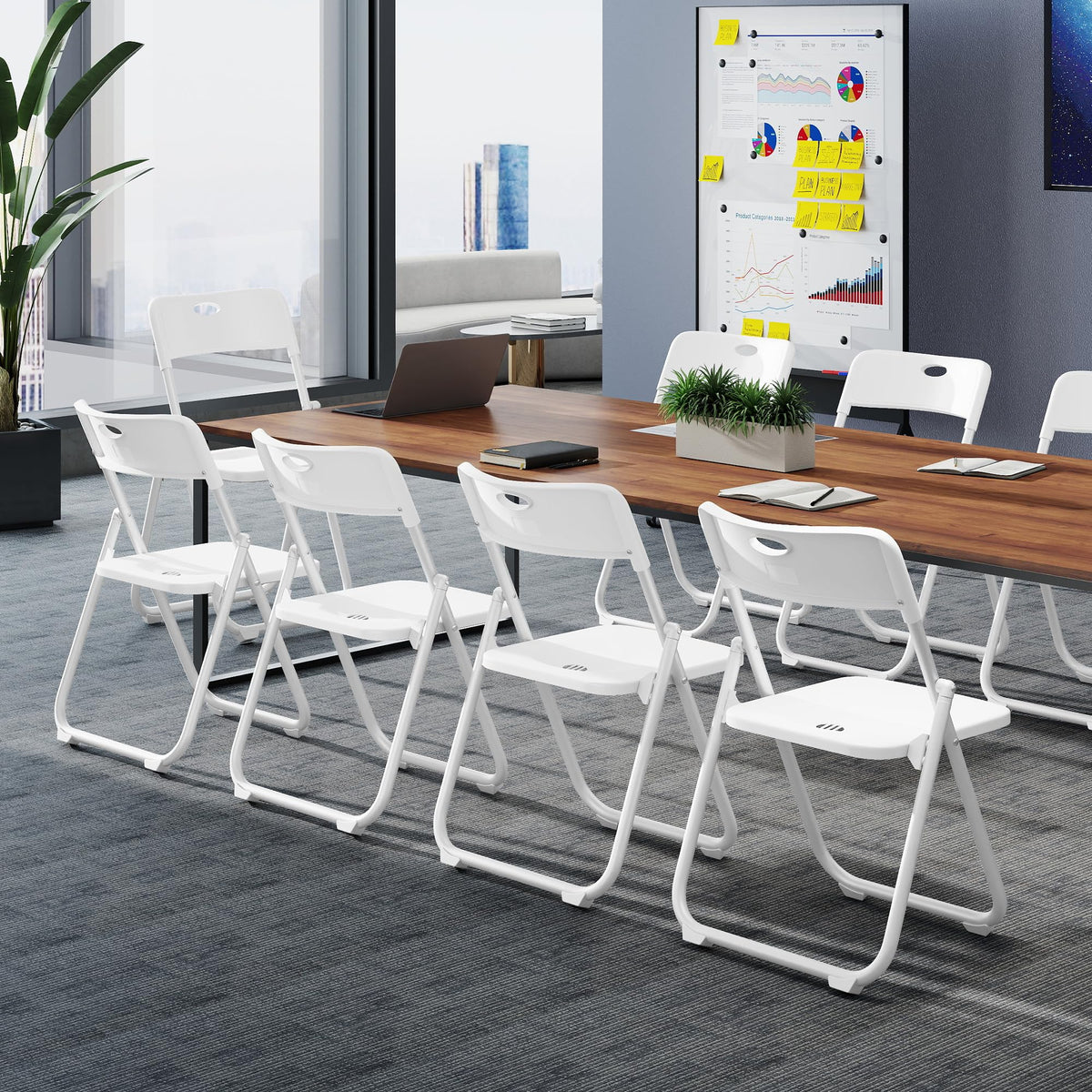 White Plastic Folding Chairs, 10 Pack N7375