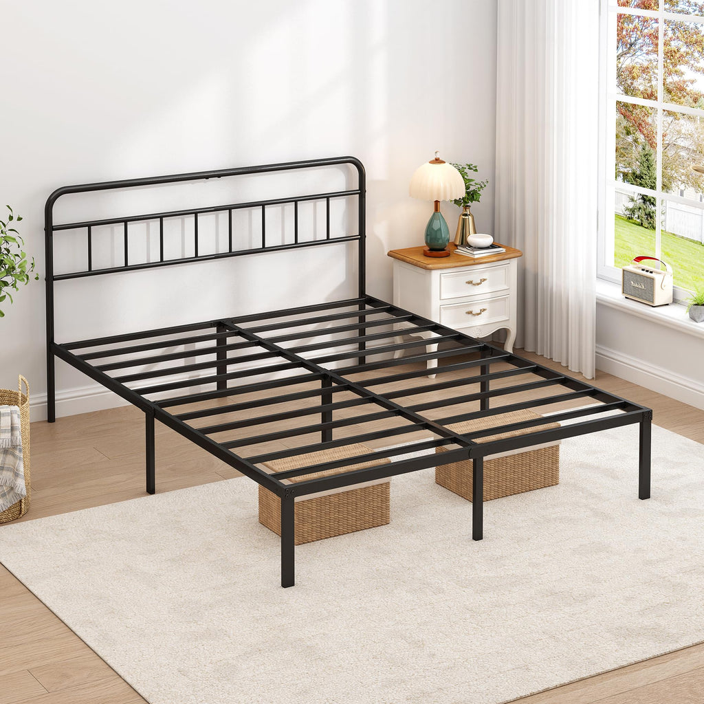 Black Queen Bed Frame with Headboard U490