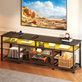 63 Inch TV Stand with Power Outlets & LED Lights, Black X74603