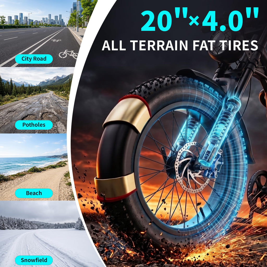 1500W Peak 20" x 4.0" Fat Tire Electric Bike C948784