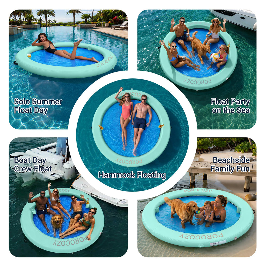 Inflatable Water Hammock with Cup Holders O9083