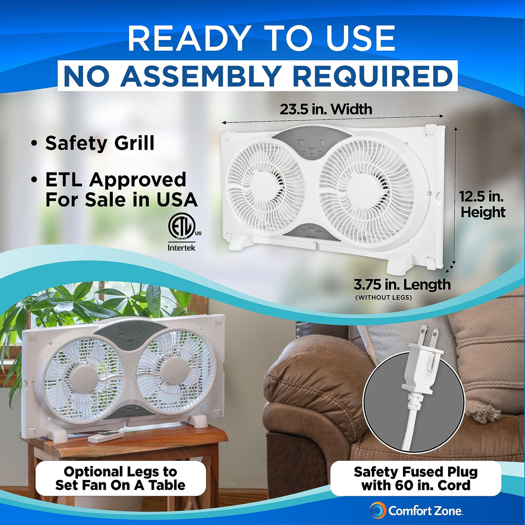 9-Inch Smart WiFi Twin Window Fan with App & Voice Control E8523