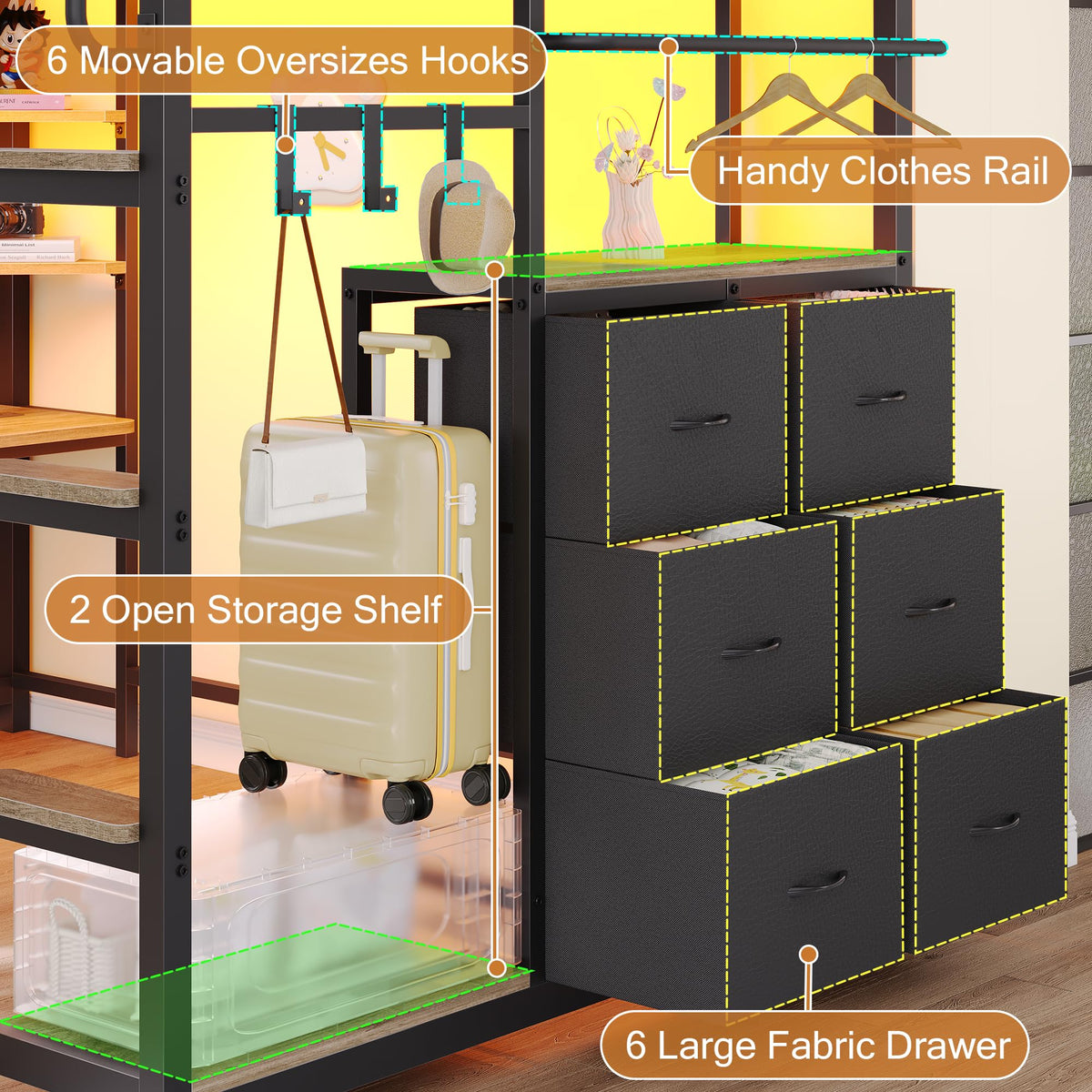 Twin Loft Bed with Storage and 6 Drawers C2638
