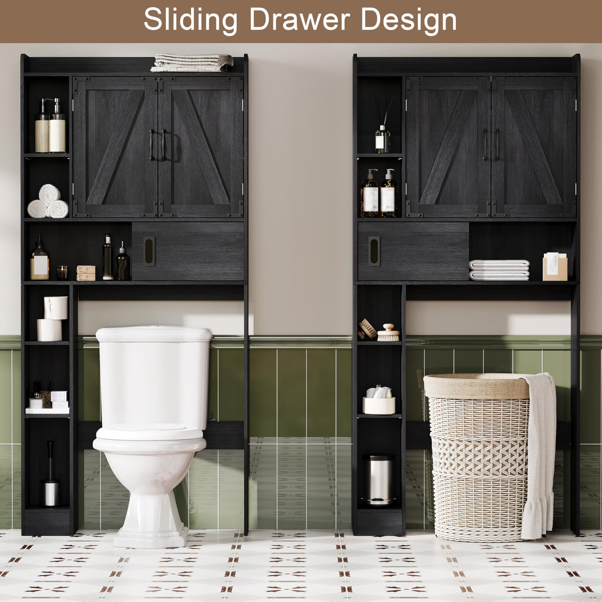 Over The Toilet Storage Cabinet with Sliding Door E96363