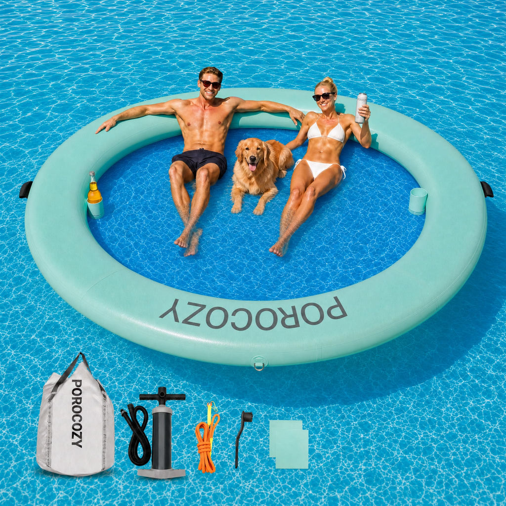 Inflatable Water Hammock with Cup Holders O9083